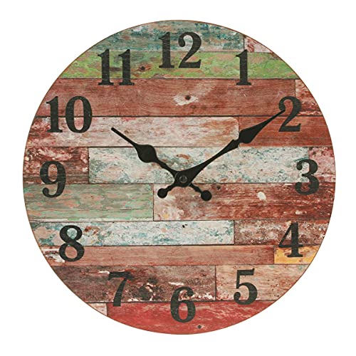 Stonebriar Rustic 12 Inch Round Wooden Battery Operated Wall Clock, Multicolor, 12" von Stonebriar