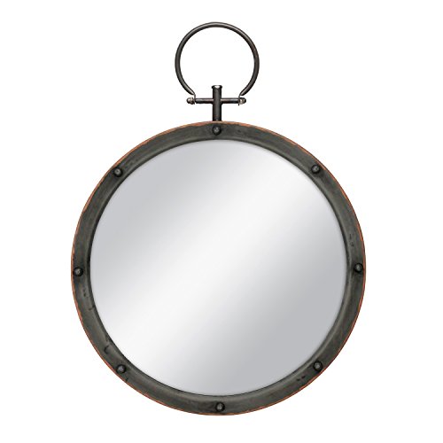 Stonebriar Rundes rustikales Bronze-Metall Mirror with Rivet Detail and Hanging Ring for Wall, 21.1" x 15.7" von Stonebriar