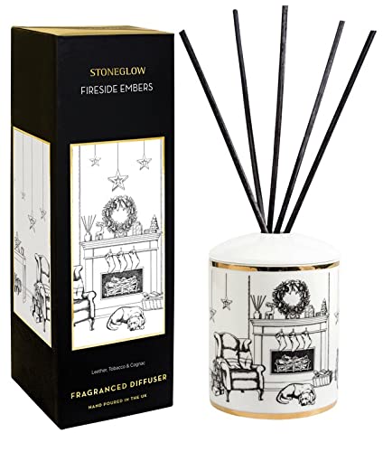 Stoneglow Candles Andenken Keramik-Diffusor für Kamin, Leder, Tabak und Cognac von Stoneglow