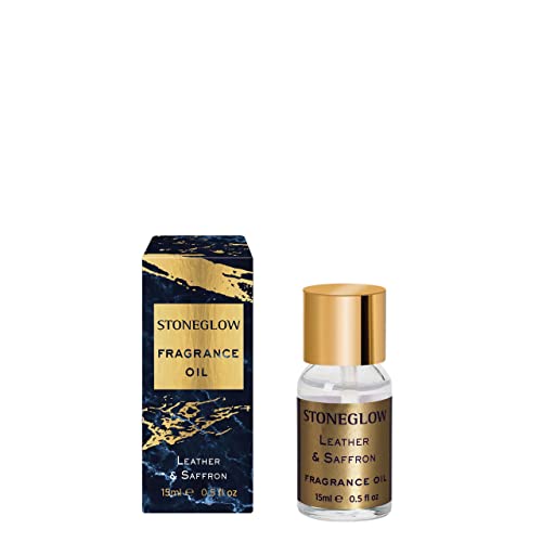 Stoneglow Luna Mist Diffusor-Duftflasche, 15 ml, verschiedene Düfte (15 ml Leder und Safran) von Stoneglow