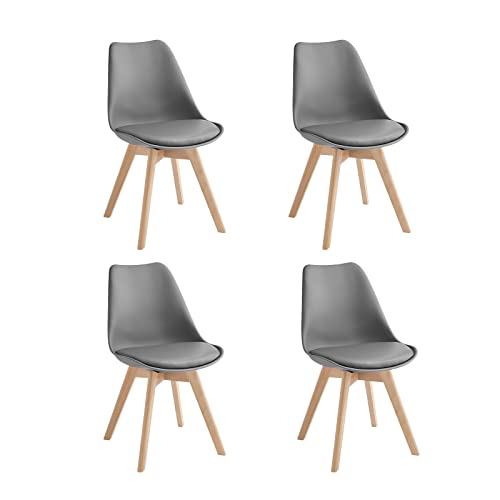 Design Twist Tommy Set aus 4 Stühlen, Holz, Maße: 52 x 48.5 x 82 cm Modern 48.5 x 52 x 82 cm , Grau von Stones
