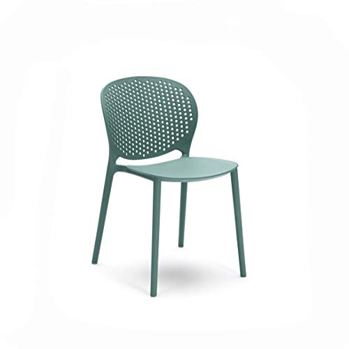 STONES HOME FURNITURE, Set mit 4 Stühlen aus Polypropylen, Esszimmerstühle, Büro oder Außenbereich, Desgin, vielseitig einsetzbar, leicht zu reinigen und stapelbar, Modell Spots, hellblau, 56 x 48 x von Stones