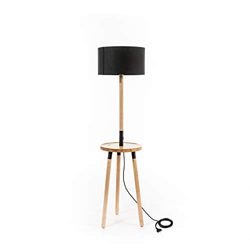 Stones Stehlampe mit Ablage Modern 40x40x135 cm Faggio/Nero von Stones