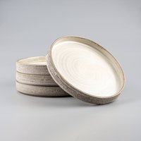 Handgefertigter Essteller Mit Geraden Seiten Beige, Einzigartige Steinzeug Teller, Handgefertigte Keramik Set Geschirr, Modernes Geschirr von Stonessa