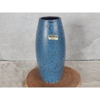 Vintage West Germany Keramik Vase Blau Scheurich Europ Line 1960Er Jahre 522/18 Keramikvase von Stonevere