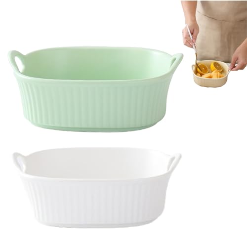 Stonivislyt auflaufform keramik Rund Auflaufform aus Kratzfestem Keramik in Weiß für die Heißluftfritteuse | für die Zubereitung von Lasagne, Suppe, Tiramisu und mehr Fritteuse Zubehör von Stonivislyt