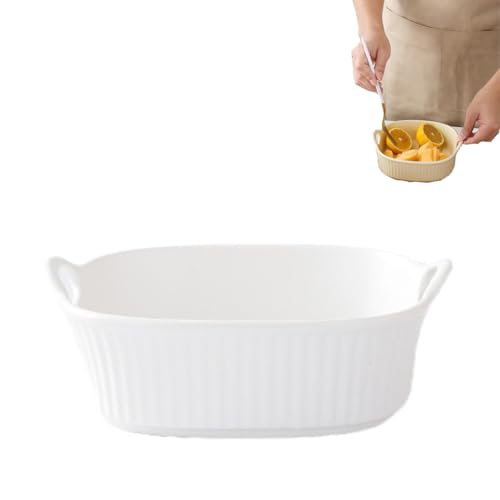 Stonivislyt auflaufform keramik Rund Auflaufform aus Kratzfestem Keramik in Weiß für die Heißluftfritteuse | für die Zubereitung von Lasagne, Suppe, Tiramisu und mehr Fritteuse Zubehör von Stonivislyt