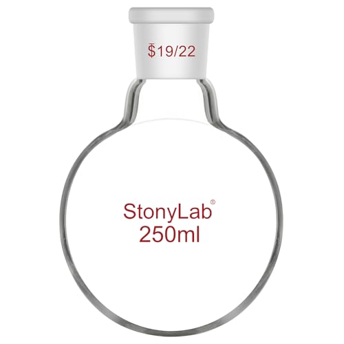 StonyLab 250ml Borosilikat Glas Einhalsrundkolben, Glas Einhals Rundkolben RBF mit 19/22 Standard Taper Outer Joint, Glass Single Neck Round Bottom Flask RBF - 250ml von stonylab