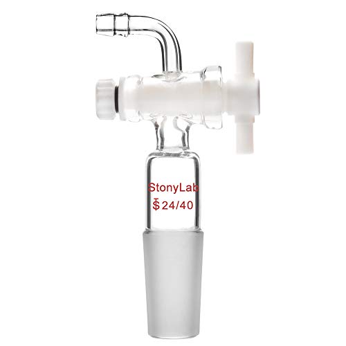 StonyLab Vacuum Flow Control Adapter mit PTFE-Absperrhahn, 24/40-Gelenk und Gebogenem Schlauchanschluss für Laborbedarf von stonylab