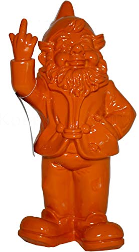Stone-Lite Figur - Gartenzwerg mit Stinkefinger - 30 cm - orange - lustiges Geschenk von Stoobz