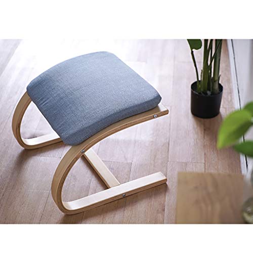 Stool Massivholz C-Fußhocker mit abnehmbarem, gepolstertem, ergonomischem Design osmanischen Schuhbank, kreative Mode Freizeithocker Sofahocker (Farbe : Blau) von Stool