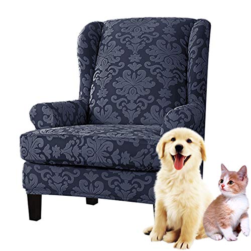 Sesselbezug für Ohrensessel Überzug Husse Bezug Sesselhusse 1 Sitzer Blau Jacquard Sessel-Überwürfe 2 Stück Schutzbezug Sesselschoner für Relaxsessel Fernsehsessel von Stootrel