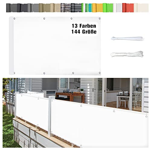 Stootrel Balkonschutz Balkonabdeckung, 80 X 550CM Blickdichte Balkonumspannungen Balkonabdeckung Wind&UV Schutz Wasserdicht Balkonumrandung mit Ösen und Kordel, Weiß Stootrel Balkonschutz Balkonabdeckung, 80 X 550CM Blickdichte Balkonumspannungen Balkonabdeckung Wind&UV Schutz Wasserdicht Balkonumrandung mit Ösen und Kordel, Weiß von Stootrel