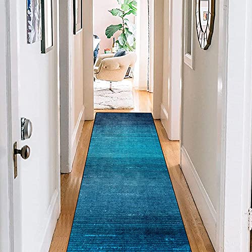 Stootrel Läufer Flur,Teppich Läufer rutschfest Modernen Läufer Blau 50X250cm Teppichlaeufer für Küche Wohnzimmer Küchenläufer Küchenteppich von Stootrel