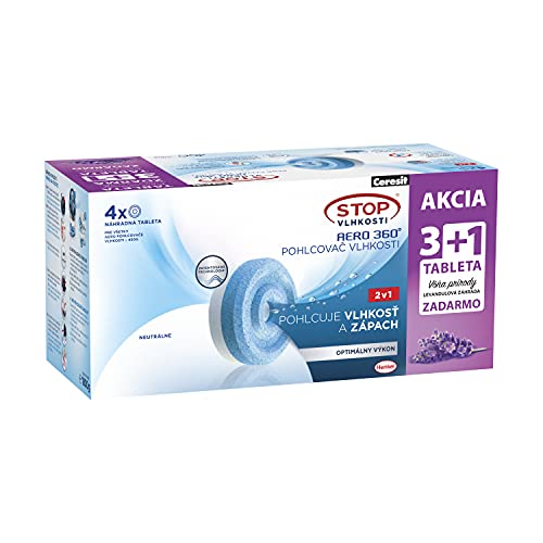 Ceresit STOP WILGOCI AERO 360°, 1 lavendel + 3 neutrale Nachfüllpacks, moderne Tabletten, feuchtigkeitsabsorbierende Geruchsneutralisierer, 4x450g von Stop Wilgoci