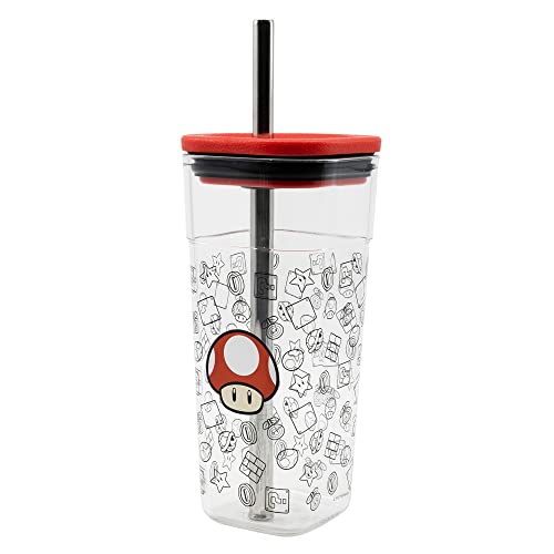 ACRYLBECHER MIT EDELSTAHLSTROHHALM 540 MLT | 540 ML SUPER MARIO von Stor