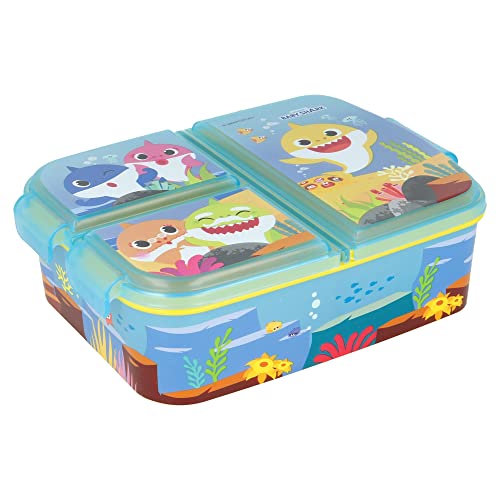 Baby Shark | Kinder Sandwich Box mit 3 Fächern - Snack Halter - Dekorierte Lunch Box von Stor