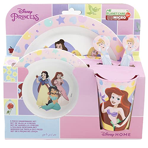 Disney Princess 5 teiliges Set - Micro Set - wiederverwendbares Kindergeschirr - für Microwelle geeignet 51280 von Stor