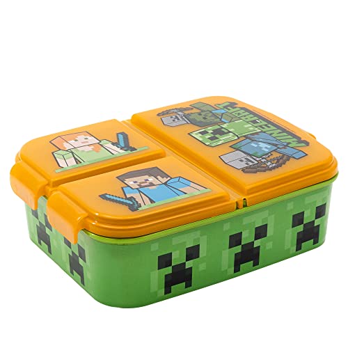 Stor Minecraft | Kinder 3-Fach-Sandwich-Box - Kinder-Lunch-Box - Snack-Halter - dekoriert Lunch-Box Estándar von Stor