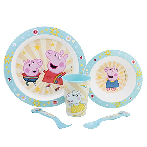 Peppa Pig 5 teiliges Set - Micro Set - wiederverwendbares Kindergeschirr - für Microwelle geeignet 41260 von Stor