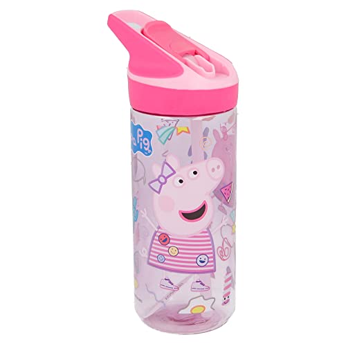 Peppa Pig | Wiederverwendbare Tritan-Flasche für Kinder | Wiederverwendbare Wasserflasche mit Anti-Tropf-System und Silikon-Strohhalm - leicht zu öffnen mit Druckknopf - Bpa frei - Kapazität: 620 ml von Stor