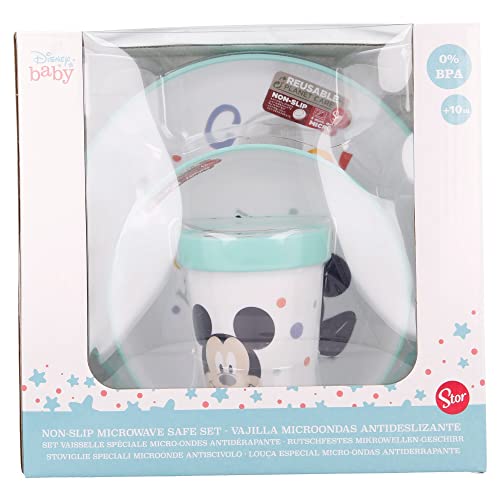 Stor KINDERGESCHIRRSET MIT RUTSCHFESTEM Boden. Glas, SCHÜSSEL UND Teller. BPA FREI | Mickey Mouse von Stor