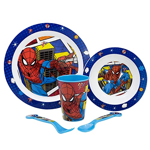 Spiderman 5 teiliges Set - Micro Set - wiederverwendbares Kindergeschirr - für Microwelle geeignet 74750 von Stor