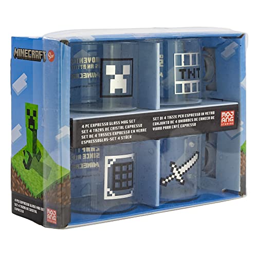 Stor 03445 Set 4 Tazas Cristal Expresso Minecraft Does not Apply Tazza, Bunt, One Size von Stor