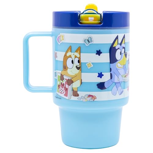 Stor Bluey Kinderbecher aus Kunststoff mit Deckel, 530 ml von Stor
