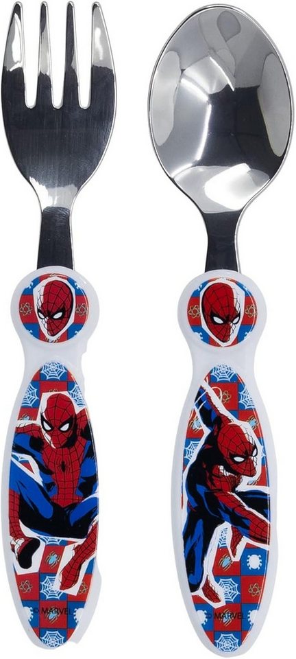 Stor Kinderbesteck 2 tlg. Spiderman Kinder Besteck Gabel + Löffel Metall Kinderbesteck (2-tlg), 1 Personen von Stor