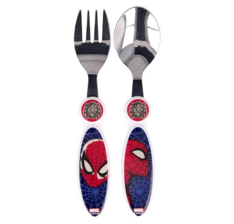 Stor Kinderbesteck 2 tlg. Spiderman Kinder Besteck Gabel + Löffel Metall Kinderbesteck von Stor