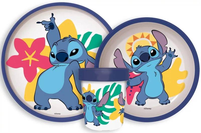 Stor Kinderbesteck Lilo & Stitch Frühstücksset Geschirr Kindergarten Besteckset 260ml, Rutschfest von Stor