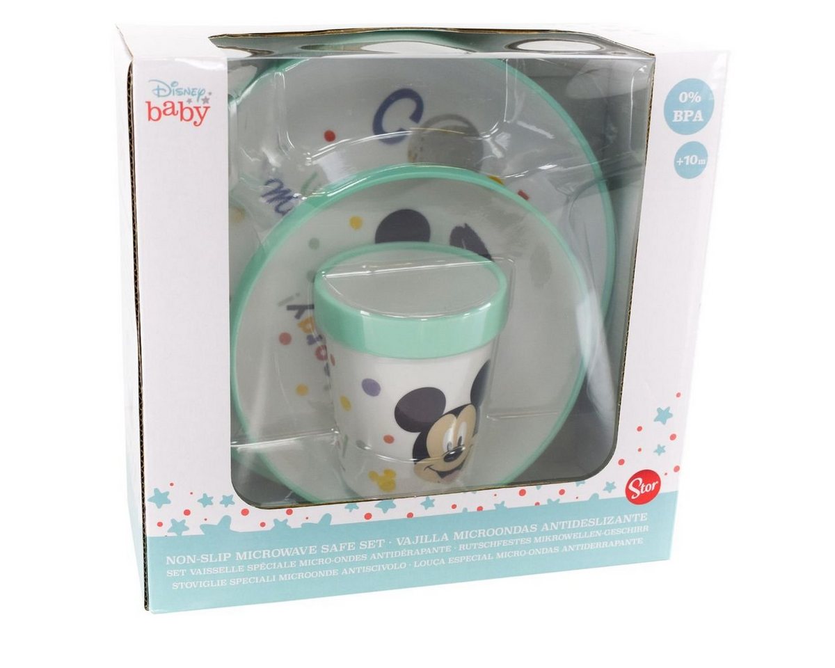 Stor Kindergeschirr-Set Disney Baby anti rutsch Kindergeschirr mit Mickey / Minnie Motiv (3-tlg), 1 Personen, Kunststoff, für Mikrowellen geeignet von Stor