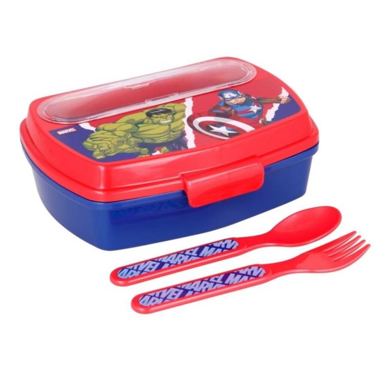 Stor Lunchbox Avengers Kinder Lunchset aus Brotdose, Gabel & Löffel 3-teiliges von Stor