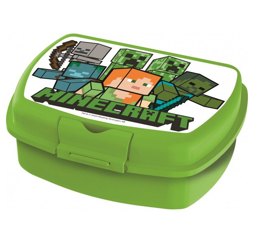 Stor Lunchbox Minecraft Kinder Brotbox Brotdose Frühstücksdose Brotbüchse grün, Kunststoff von Stor