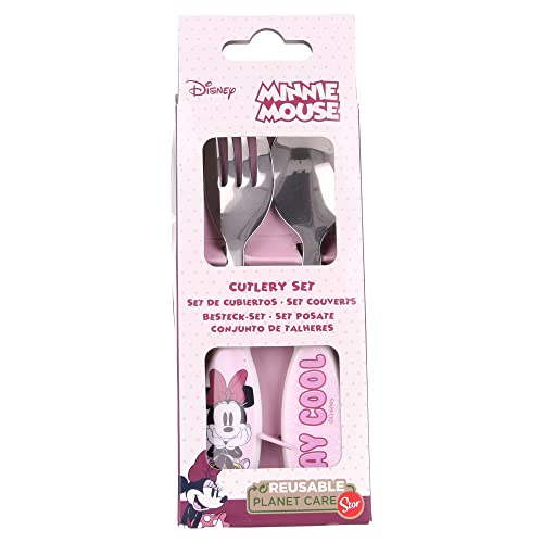 Stor 2-teiliges Besteckset aus Metall Minnie Stay COOL, Besteck Edelstahl, Einfarbig, Estándar von Stor