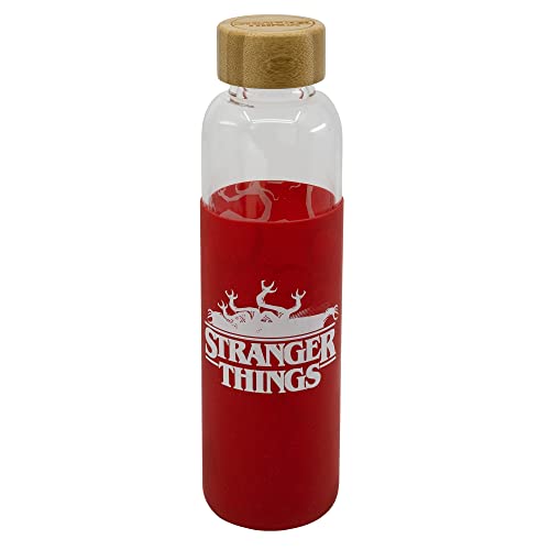 Stor Stranger Things Junger Erwachsener Glasflasche mit Silikonhülle, 585 ml Fassungsvermögen von Stor