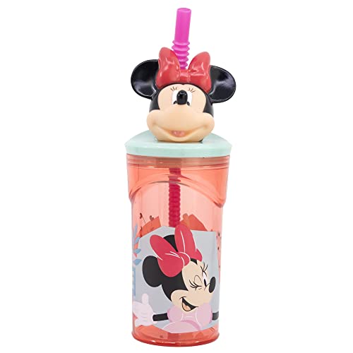 Stor WIEDERVERWENDBARER KINDERBECHER AUS BPA-FREIEM KUNSTSTOFF 430 ML MIT 3D-FIGUR AUF DEM DECKEL | MINNIE MOUSE MOUSE BEING MORE MINNIE MOUSE von Stor