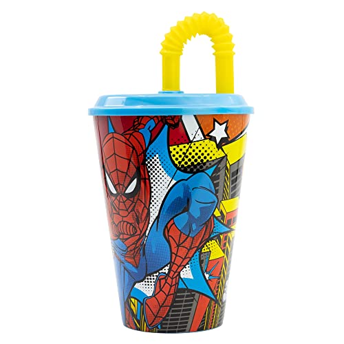 Stor WIEDERVERWENDBARER KINDERBECHER MIT STROHHALM AUS BPA-FREIEM KUNSTSTOFF 430 ML | SPIDERMAN MIDNIGHT FLYER, Bunt Stor WIEDERVERWENDBARER KINDERBECHER MIT STROHHALM AUS BPA-FREIEM KUNSTSTOFF 430 ML | SPIDERMAN MIDNIGHT FLYER, Bunt von Stor