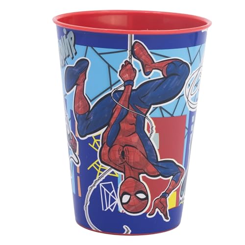 Stor Wiederverwendbarer Kinderbecher aus Kunststoff, 260 ml, Spiderman von Stor