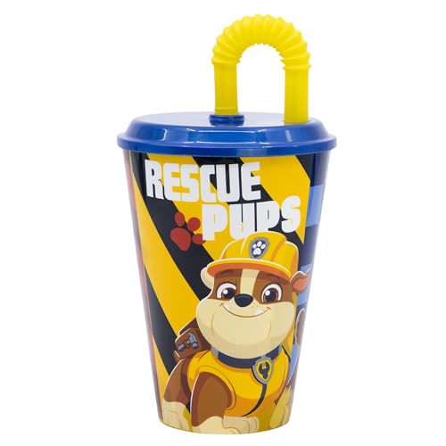 Stor Wiederverwendbarer Kinderbecher mit Deckel und Strohhalm, 430 ml, Paw Patrol Boy von Stor