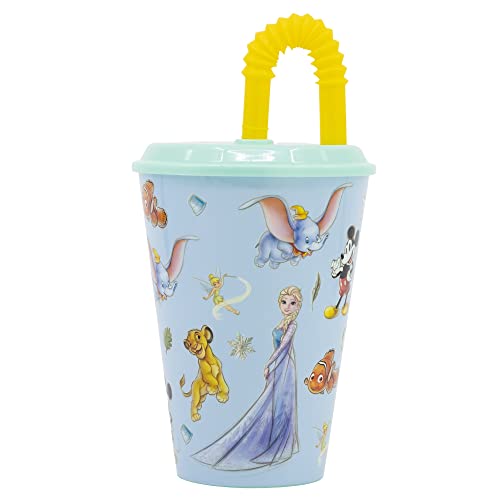 WIEDERVERWENDBARER KINDERBECHER MIT STROHHALM AUS BPA-FREIEM KUNSTSTOFF 430 ML | DISNEY 100 von Stor
