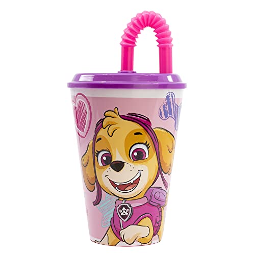 WIEDERVERWENDBARER KINDERBECHER MIT STROHHALM AUS BPA-FREIEM KUNSTSTOFF 430 ML | PAW PATROL GIRL SKETCH ESSENCE von Stor