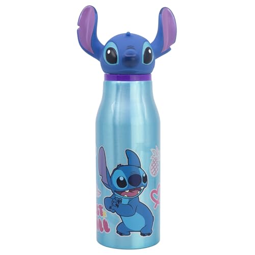 Wiederverwendbare Flasche aus Aluminium mit 3D-Figur, 690 ml, Stitch Drawing von Stor
