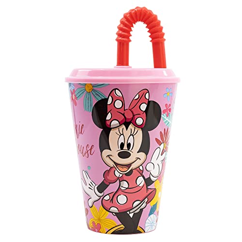 Wiederverwendbarer Becher für Kinder mit Strohhalm aus Kunststoff, BPA-frei, 430 ml | Minnie Maus Spring Look, Rot Wiederverwendbarer Becher für Kinder mit Strohhalm aus Kunststoff, BPA-frei, 430 ml | Minnie Maus Spring Look, Rot von Stor