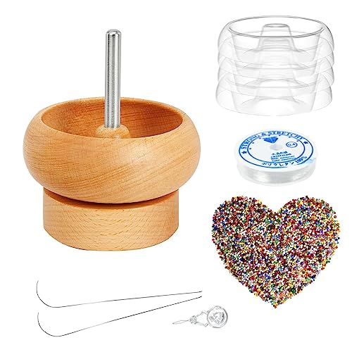 Storaffy Bead Spinner Schale Set | Ton Perlenmühle aus | Langlebiger Perlen Spinner mit Perlennadeln und 1000 Perlen | Quickly Perlenspinner Bastelzubehör für Perlenweben & Schmuckherstellung von Storaffy