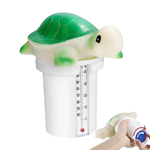 Storaffy Chlordosierer für Pool | 1/2 Stück Turtle Schwimmender Pool Chlor Dosierer| Niedlicher Schwimmer Pool Chlor Spender mit Thermometer | Kleine Schildkröten Pool Zubehör Dosierschwimmer Pool von Storaffy
