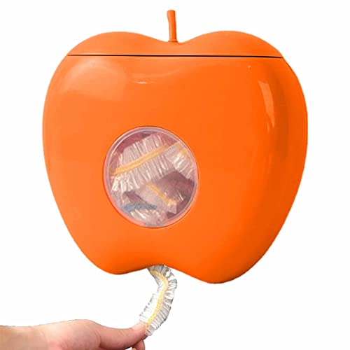 Storaffy Frischhaltebeutel Aufbewahrungsbox|100Stück Beutel für Frischhaltefolie|Frischhaltebeutel zur Wandmontage wiederverwendbar|Niedliche Frischhaltefolie Beutel Spender Halter Home Decor, Orange von Storaffy