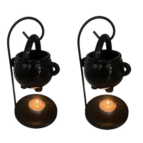 Storaffy Hexenkessel Duftlampe Teelicht | Duftöl Lampe Halloween Deko | Wax Melts Duftlampe Keramik zum Aufhängen, Home Deko | Halloween Kessel Wax Melter Teelichthalter, Freunde von Storaffy