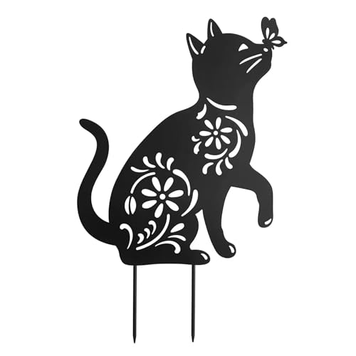 1/2pcs Katze Stakes Metall Stakes Garteneinsatz Katzen Skulptur Ornamente Metallform Statue Silhouettes Gartenpfahl von Storage Bag